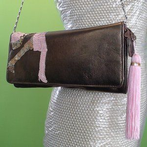 Trans version RARE sequined shoulder bag/clutch OS bronze and pink